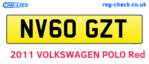 NV60GZT are the vehicle registration plates.