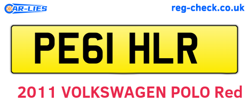 PE61HLR are the vehicle registration plates.