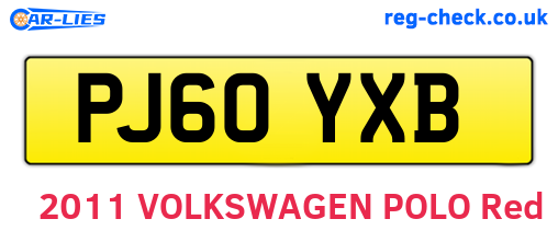 PJ60YXB are the vehicle registration plates.