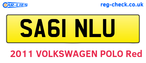 SA61NLU are the vehicle registration plates.