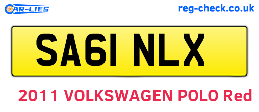 SA61NLX are the vehicle registration plates.