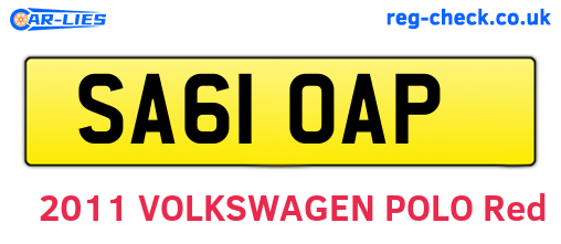 SA61OAP are the vehicle registration plates.