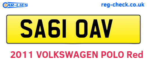 SA61OAV are the vehicle registration plates.