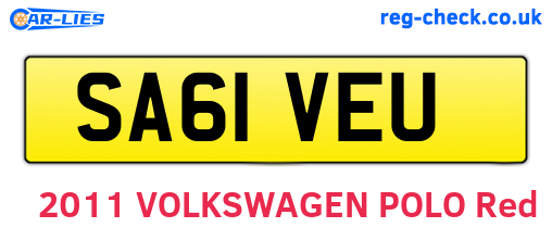 SA61VEU are the vehicle registration plates.