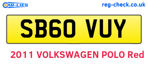 SB60VUY are the vehicle registration plates.