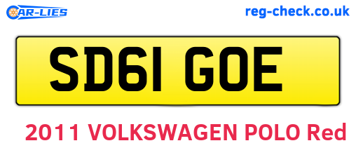 SD61GOE are the vehicle registration plates.