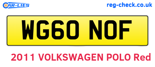 WG60NOF are the vehicle registration plates.