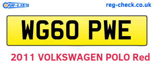 WG60PWE are the vehicle registration plates.