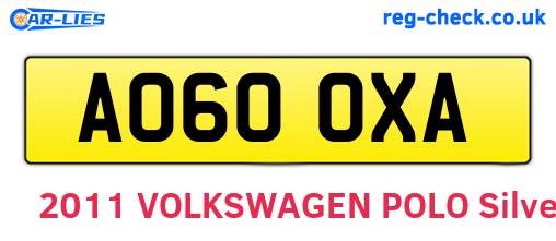 AO60OXA are the vehicle registration plates.