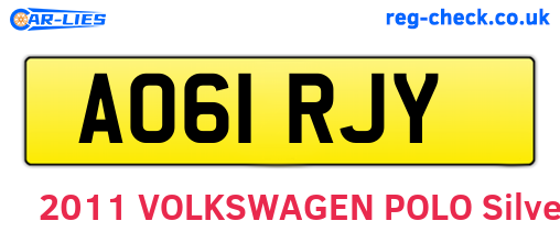 AO61RJY are the vehicle registration plates.