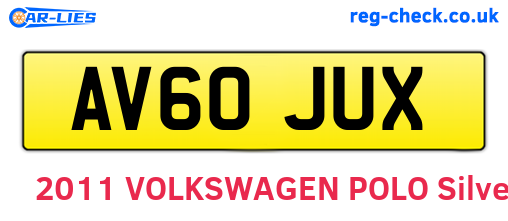 AV60JUX are the vehicle registration plates.