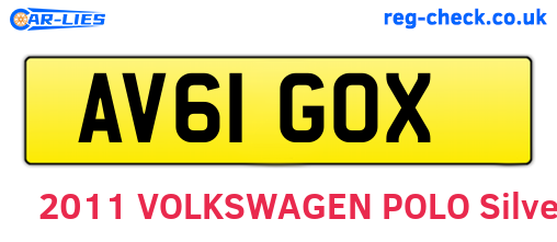 AV61GOX are the vehicle registration plates.