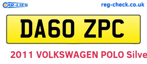 DA60ZPC are the vehicle registration plates.