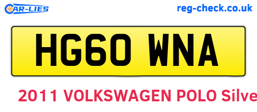 HG60WNA are the vehicle registration plates.
