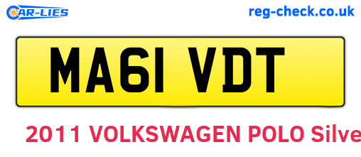 MA61VDT are the vehicle registration plates.