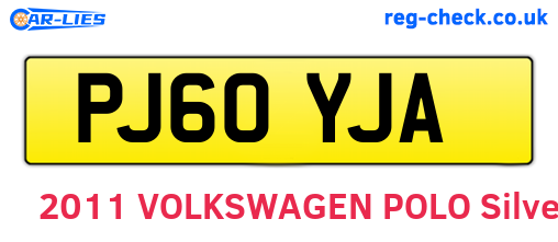 PJ60YJA are the vehicle registration plates.