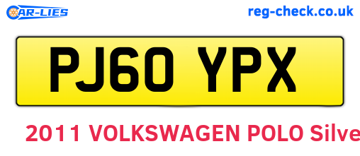 PJ60YPX are the vehicle registration plates.