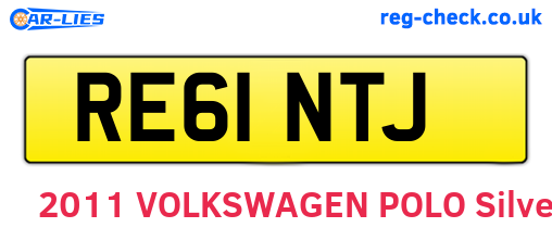 RE61NTJ are the vehicle registration plates.