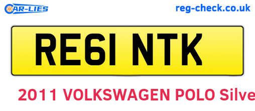 RE61NTK are the vehicle registration plates.