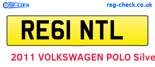 RE61NTL are the vehicle registration plates.