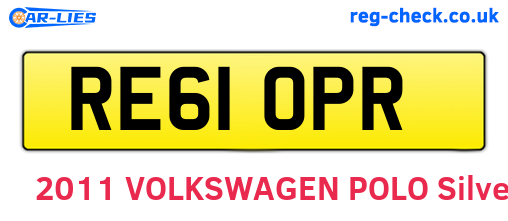RE61OPR are the vehicle registration plates.