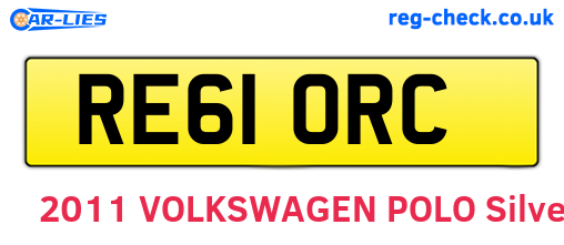 RE61ORC are the vehicle registration plates.