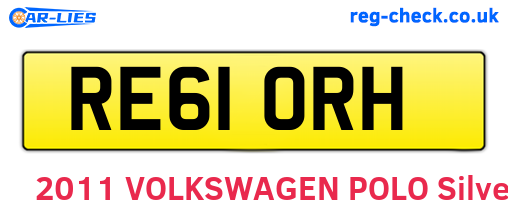 RE61ORH are the vehicle registration plates.