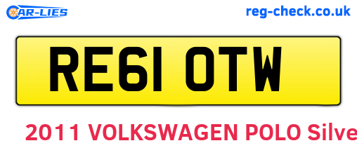RE61OTW are the vehicle registration plates.