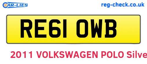 RE61OWB are the vehicle registration plates.