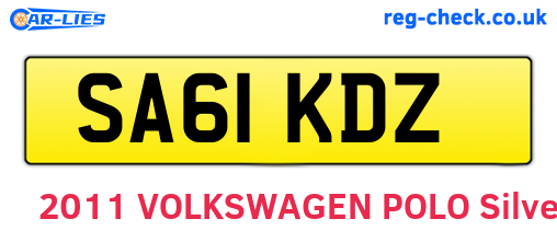 SA61KDZ are the vehicle registration plates.