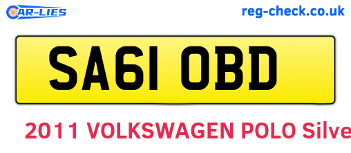 SA61OBD are the vehicle registration plates.