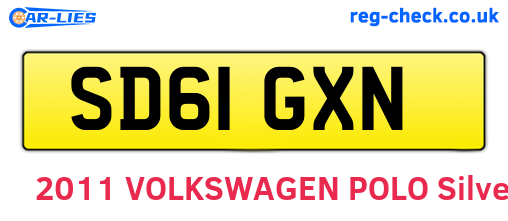 SD61GXN are the vehicle registration plates.