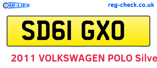 SD61GXO are the vehicle registration plates.