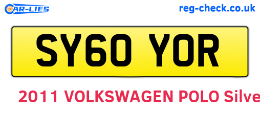 SY60YOR are the vehicle registration plates.
