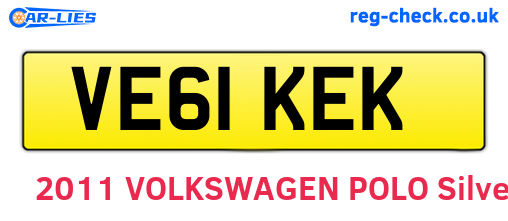VE61KEK are the vehicle registration plates.