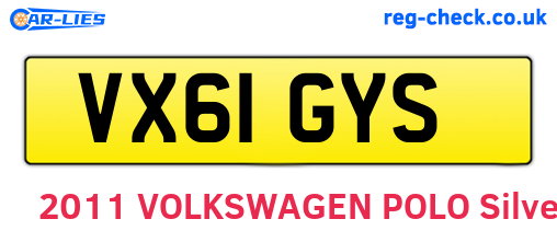VX61GYS are the vehicle registration plates.