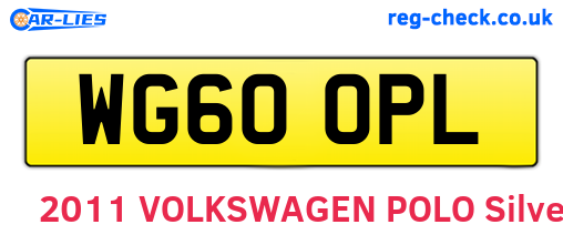 WG60OPL are the vehicle registration plates.