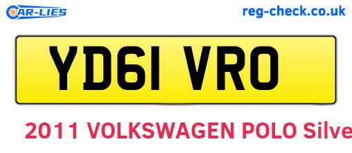YD61VRO are the vehicle registration plates.