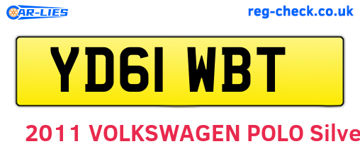YD61WBT are the vehicle registration plates.