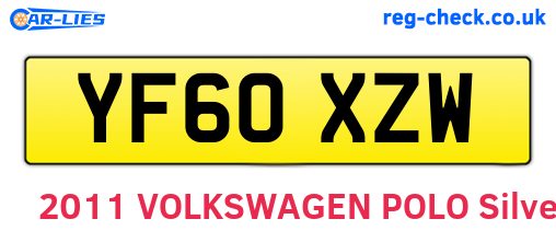 YF60XZW are the vehicle registration plates.