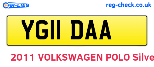 YG11DAA are the vehicle registration plates.