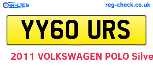 YY60URS are the vehicle registration plates.