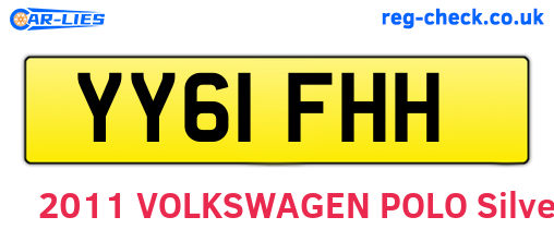 YY61FHH are the vehicle registration plates.
