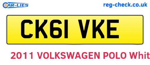 CK61VKE are the vehicle registration plates.