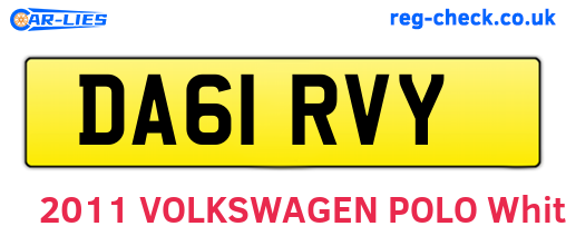 DA61RVY are the vehicle registration plates.