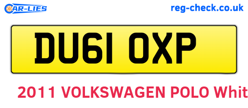 DU61OXP are the vehicle registration plates.