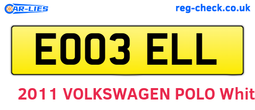 EO03ELL are the vehicle registration plates.