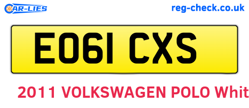EO61CXS are the vehicle registration plates.