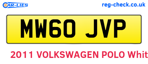 MW60JVP are the vehicle registration plates.