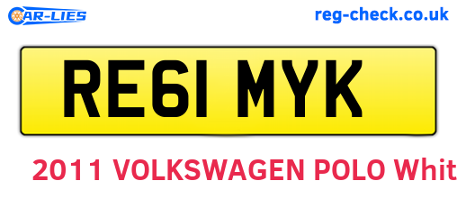 RE61MYK are the vehicle registration plates.